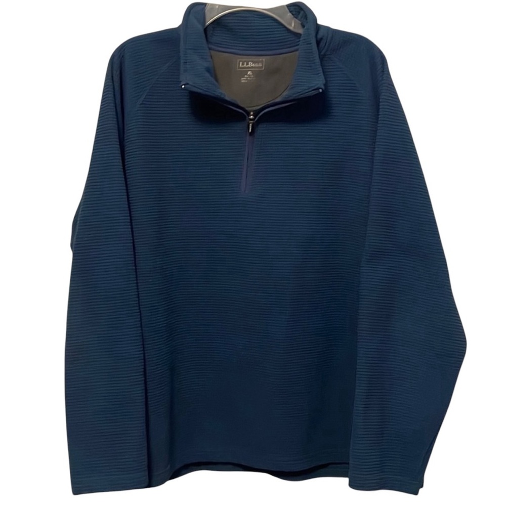 B6- Fleece lines pullover - Blue, L.L Bean, XL, Extra Large, Long sleeve sweater